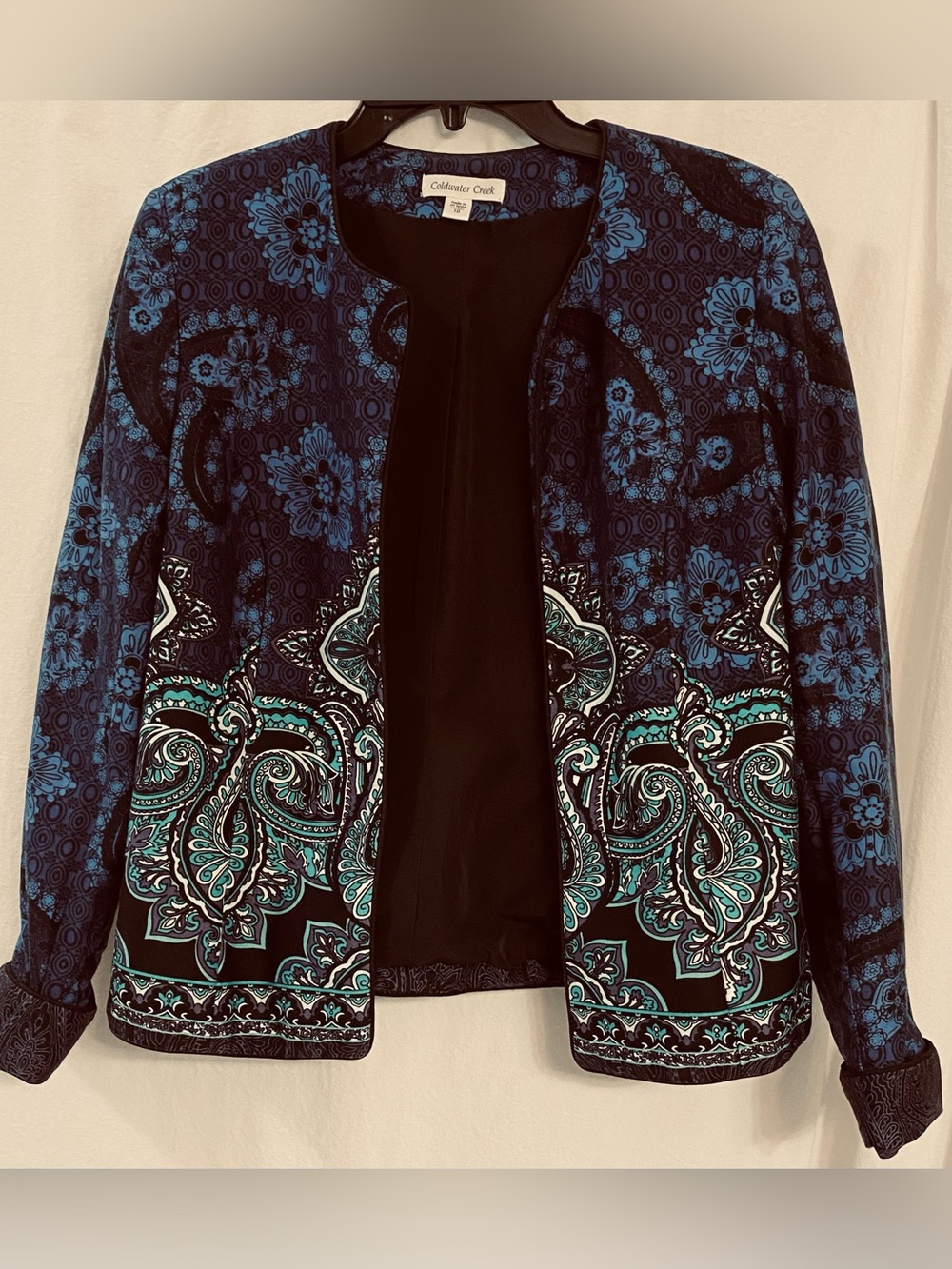 Coldwater Creek Short Jacket. Blue, green and purple. Like new. Cotton. Size 10